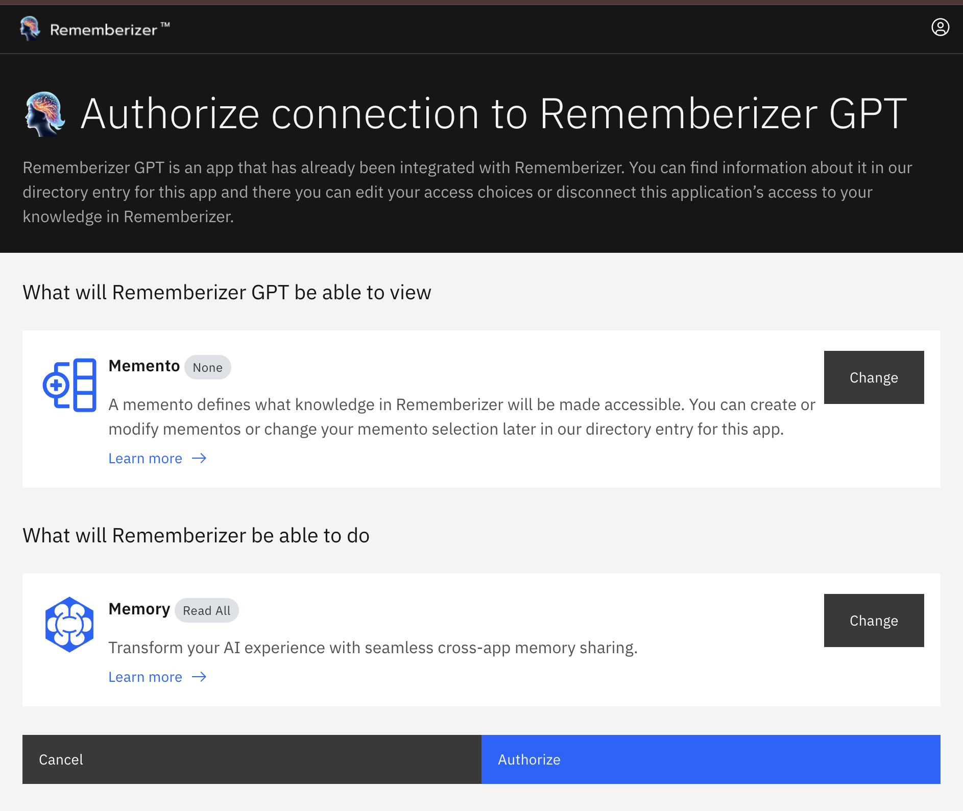 Página de autorización