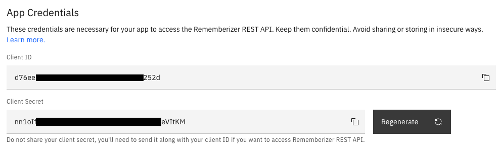 credenciales de la aplicación registrada