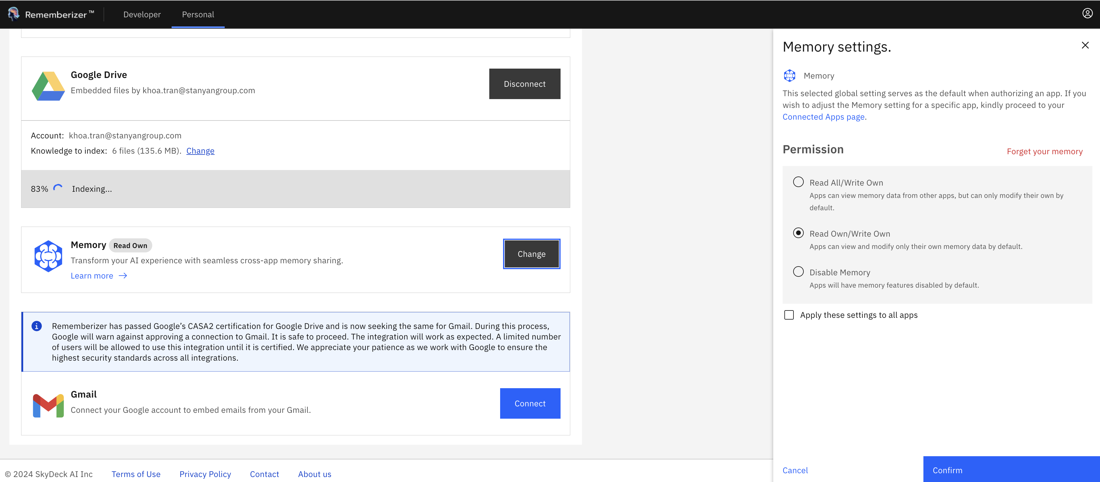 Config Memory in Knowledge Page