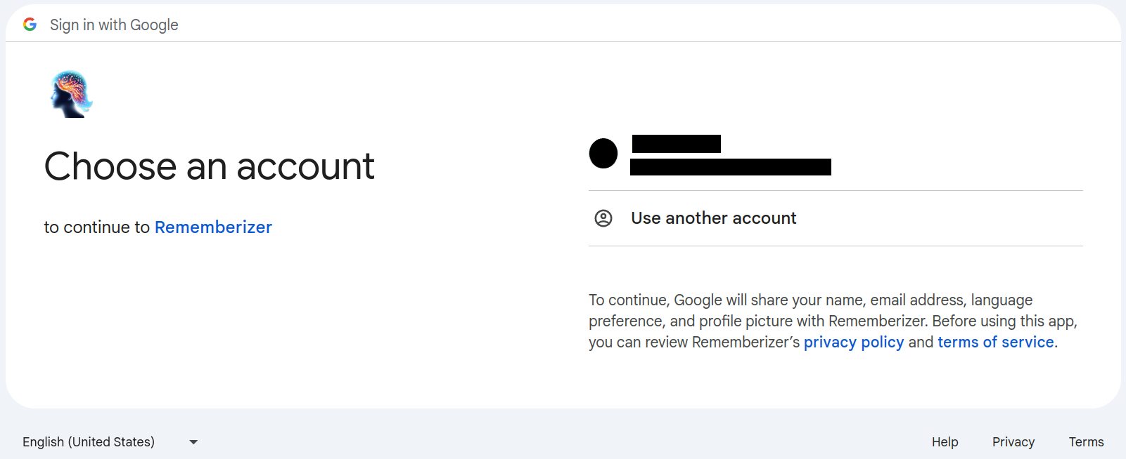Selección de cuenta de Google