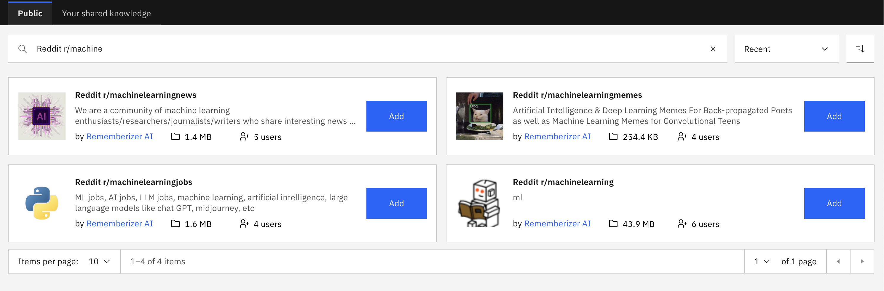 Example of a search result