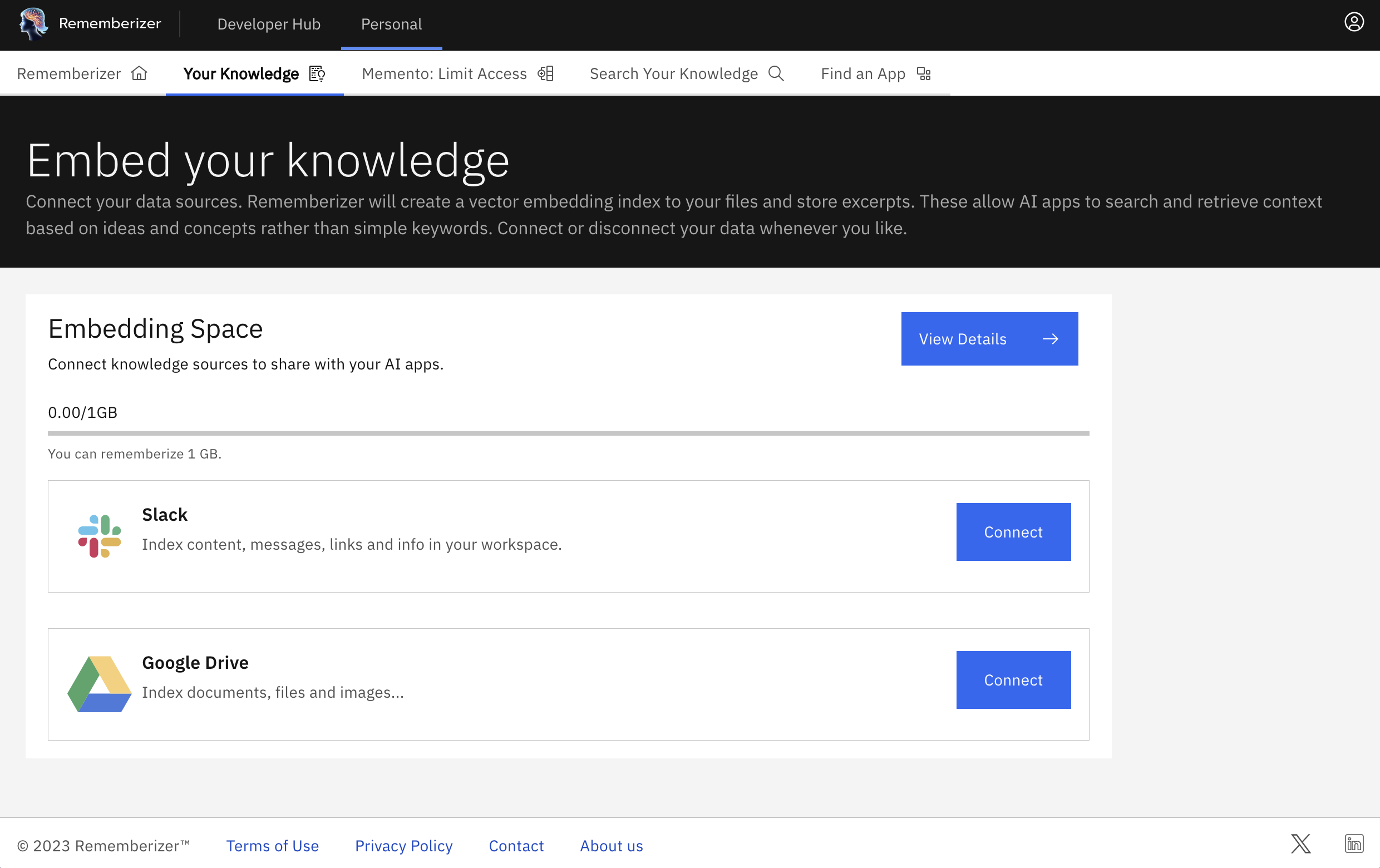 Tu página de Fuentes de Conocimiento, lista para conectarse a Slack