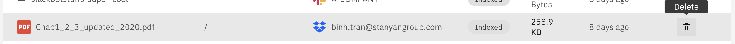Archivo con icono de eliminar