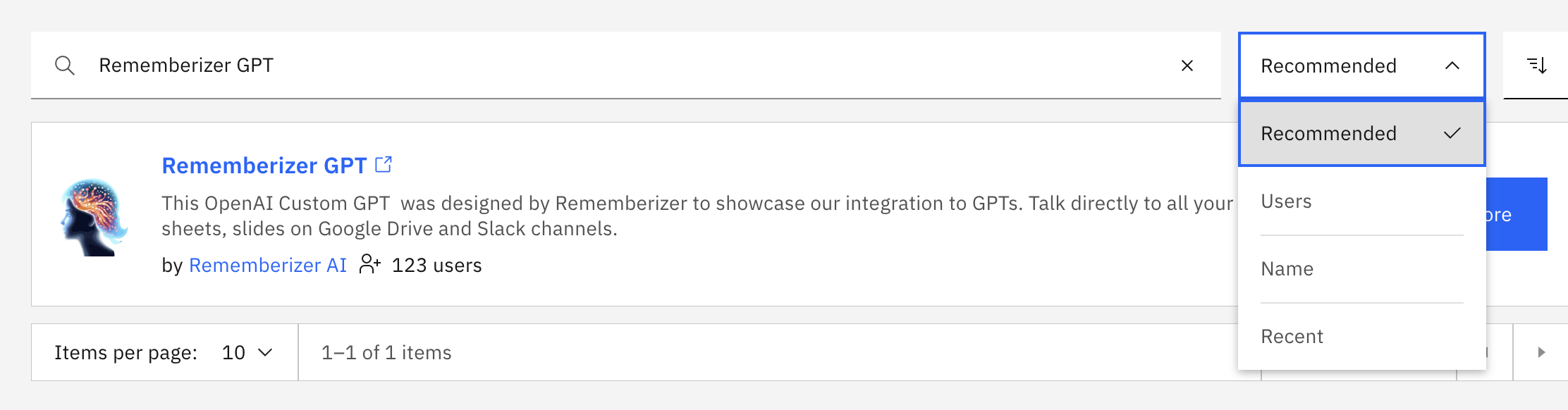 Barra de búsqueda con botón de filtro y orden de clasificación